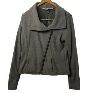 ATHLETA GREY DIAGONAL ZIP UP JACKET OPEN FACE COLLAR WITH POCKETS SIZE M